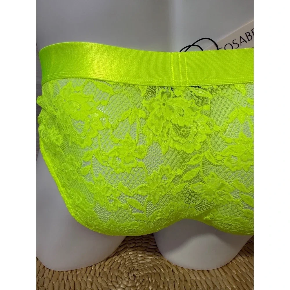 Cosabella Never Say Never Neon Yellow Lace Sports Brief Men's size  S‎ NWT